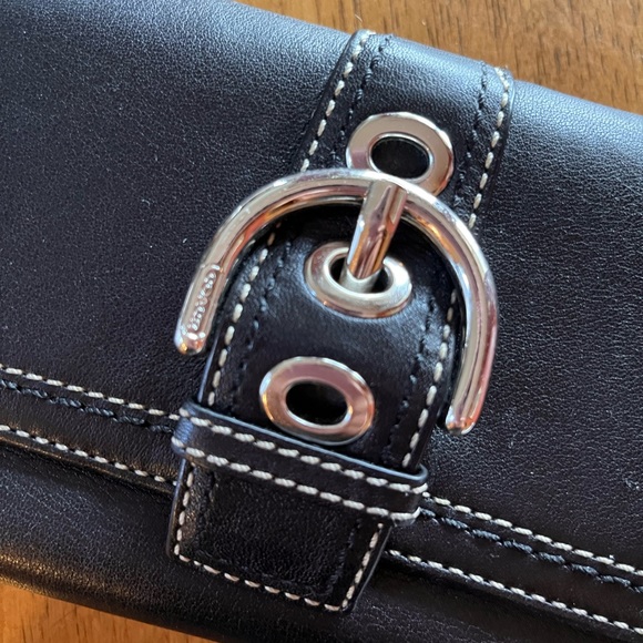 Coach, Genuine leather wallet, black with chrome hardware - Picture 2 of 15